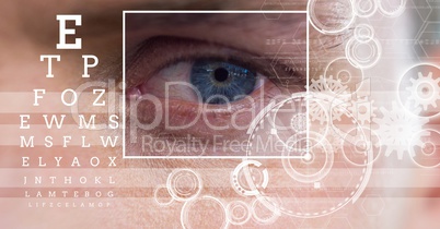 man with eye focus box detail and lines and Eye test interface