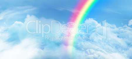 Composite image of digital image of vibrant color rainbow