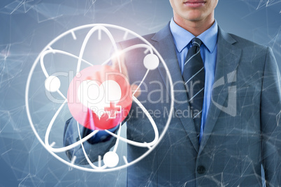 Composite image of midsection of well dressed businessman pointing