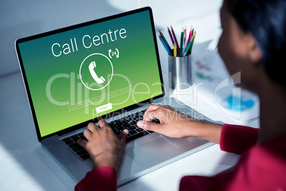 Composite image of icon with call centre text