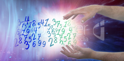 Composite image of cropped hands of man gesturing