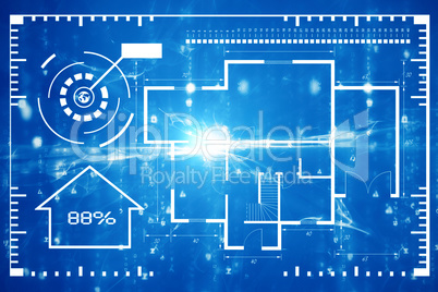 Composite image of blueprint of house