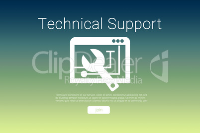 Composite image of tool with technical support text