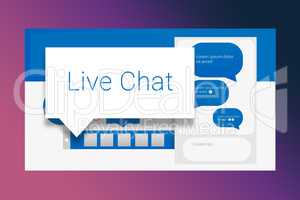 Composite image of speech bubbles with live chat text