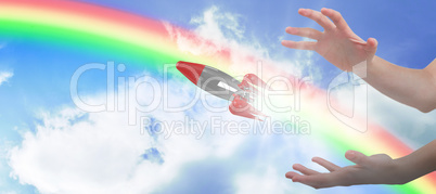 Composite image of hands gesturing against white background