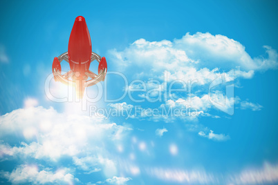 Composite image of red color space ship