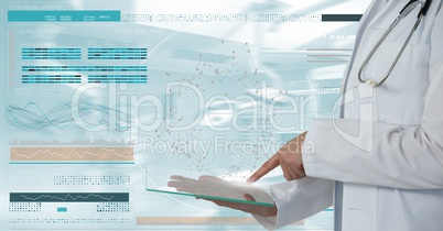 Doctor woman using a tablet with DNA interface