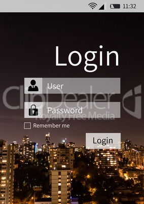 Login user and password screen interface