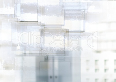 Abstract transition with buildings and glass cubes