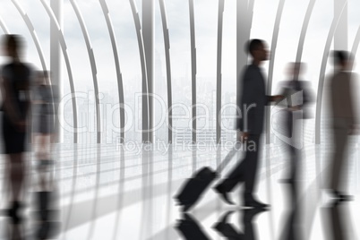 Business people silhouettes against building