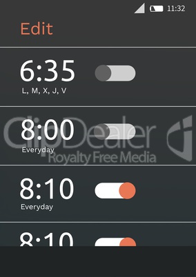 Alarm clock application interface
