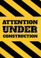 Under construction text against yellow background against yellow and black background