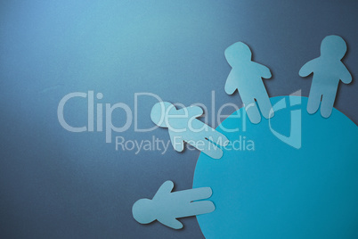Composite image of little blue person standing