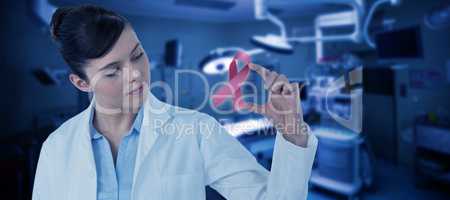 Composite image of beautiful female doctor gesturing