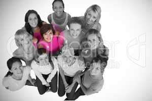 Portrait of female friends supporting breast cancer