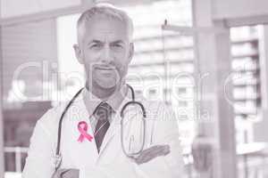 Composite image of breast cancer awareness ribbon