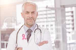 Composite image of breast cancer awareness ribbon