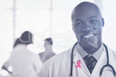 Composite image of breast cancer awareness ribbon