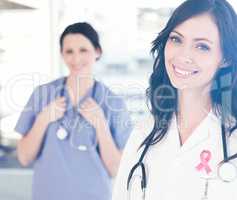 Composite image of breast cancer awareness ribbon