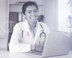 Composite image of breast cancer awareness ribbon