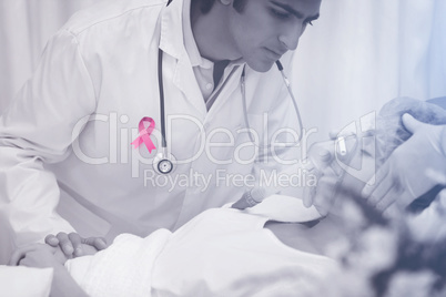 Composite image of breast cancer awareness ribbon