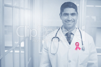 Composite image of breast cancer awareness ribbon