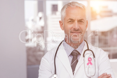 Composite image of breast cancer awareness ribbon