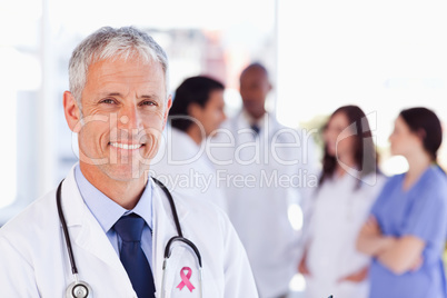 Composite image of breast cancer awareness ribbon