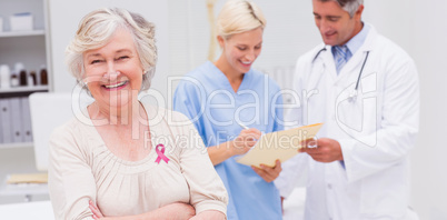 Composite image of breast cancer awareness ribbon