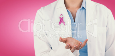 Composite image of midsection of female doctor gesturing