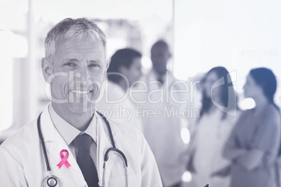 Composite image of breast cancer awareness ribbon