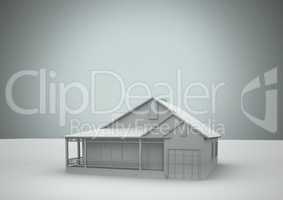 3D House model in front of vignette