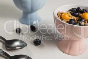 Bowl of breakfast cereals with spoon