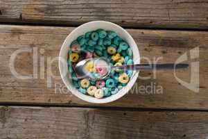 Bowl of froot loops with spoon