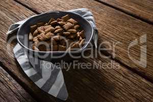 Bowl of chocolate toast crunch with napkin