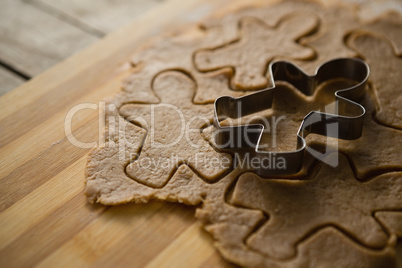 Gingerbread man moul on dough