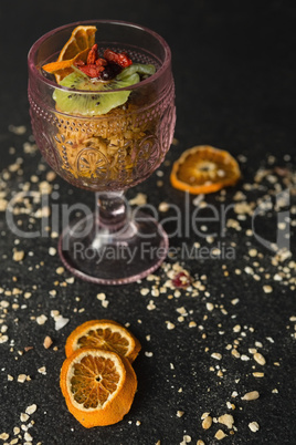 Dried fruits in glass