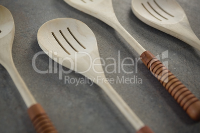 Close up of spatulas arranged side by side