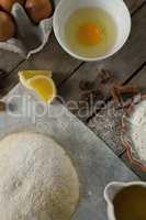 Kneaded dough by egg and spices