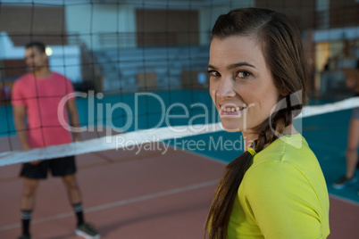 Portrait of smiling female volleyball player