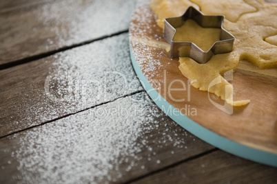Star shape cutter on pastry dough