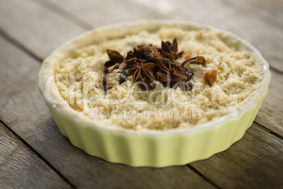 Close up of spices on tart