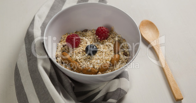 Breakfast cereals forming a smiley face