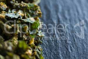 Close-up of kale on slate