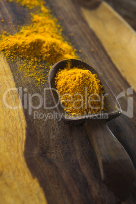 Turmeric powder in spoon