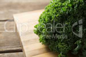 Close up of kale on cutting board