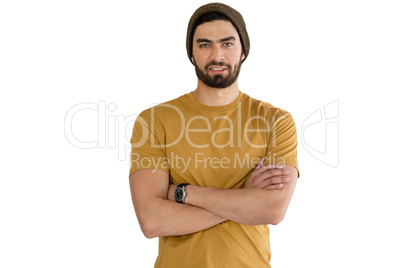 Handsome man posing against white background