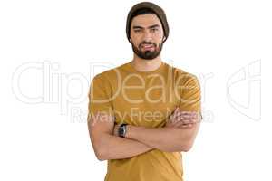 Handsome man posing against white background