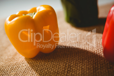 Close up of carved yellow bell pepper