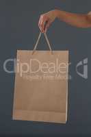 Cropped hand of woman holding shopping bag